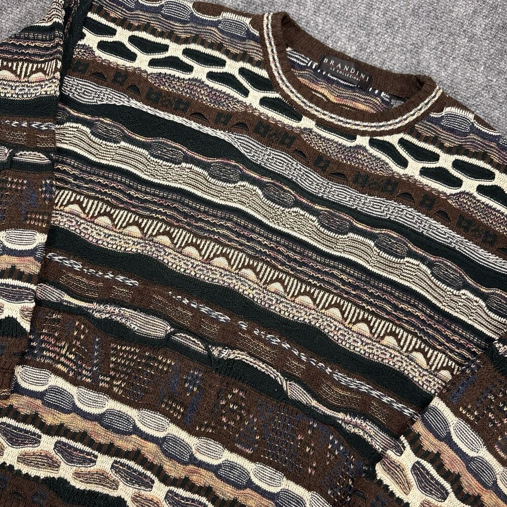 Vintage Brandini Le Collezioni Sweater Mens L Large 3D Knit Coogi Style